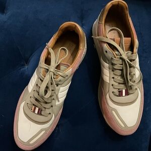 New Bally Asiya calfskin/suede pink ivory taupe leather sneakers Italy US 7 $670